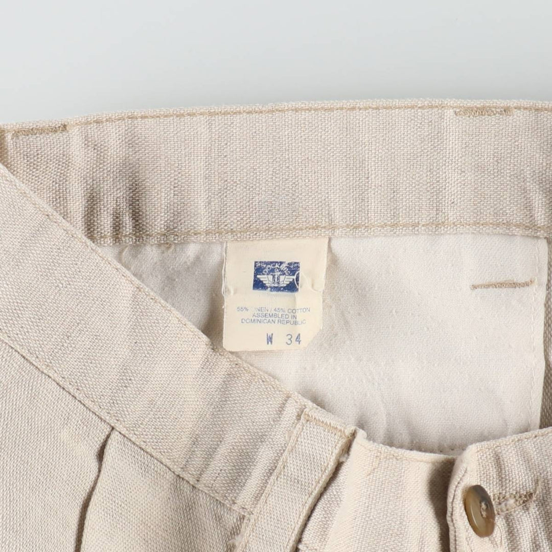 90'S Dockers khakis two-pleat cotton x linen shorts, men's size W34 (approx.), vintage. linen unbleached Vintage Second Hand
