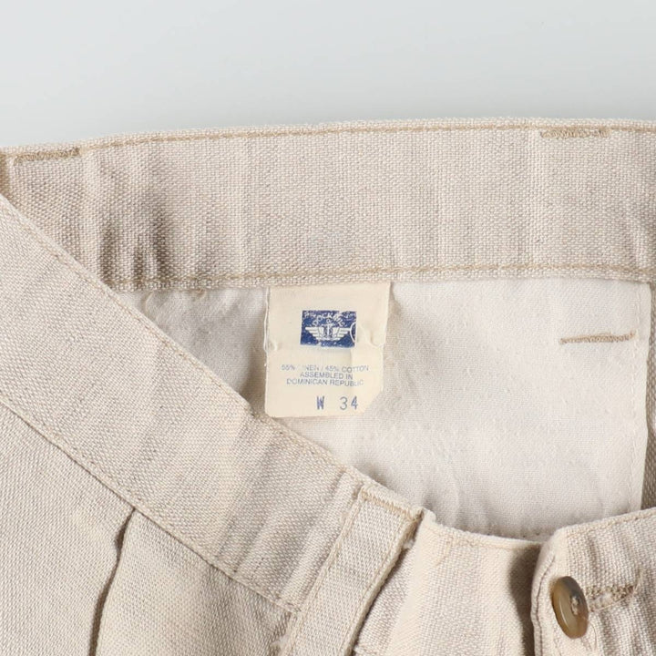 90'S Dockers khakis two-pleat cotton x linen shorts, men's size W34 (approx.), vintage. linen unbleached Vintage Second Hand