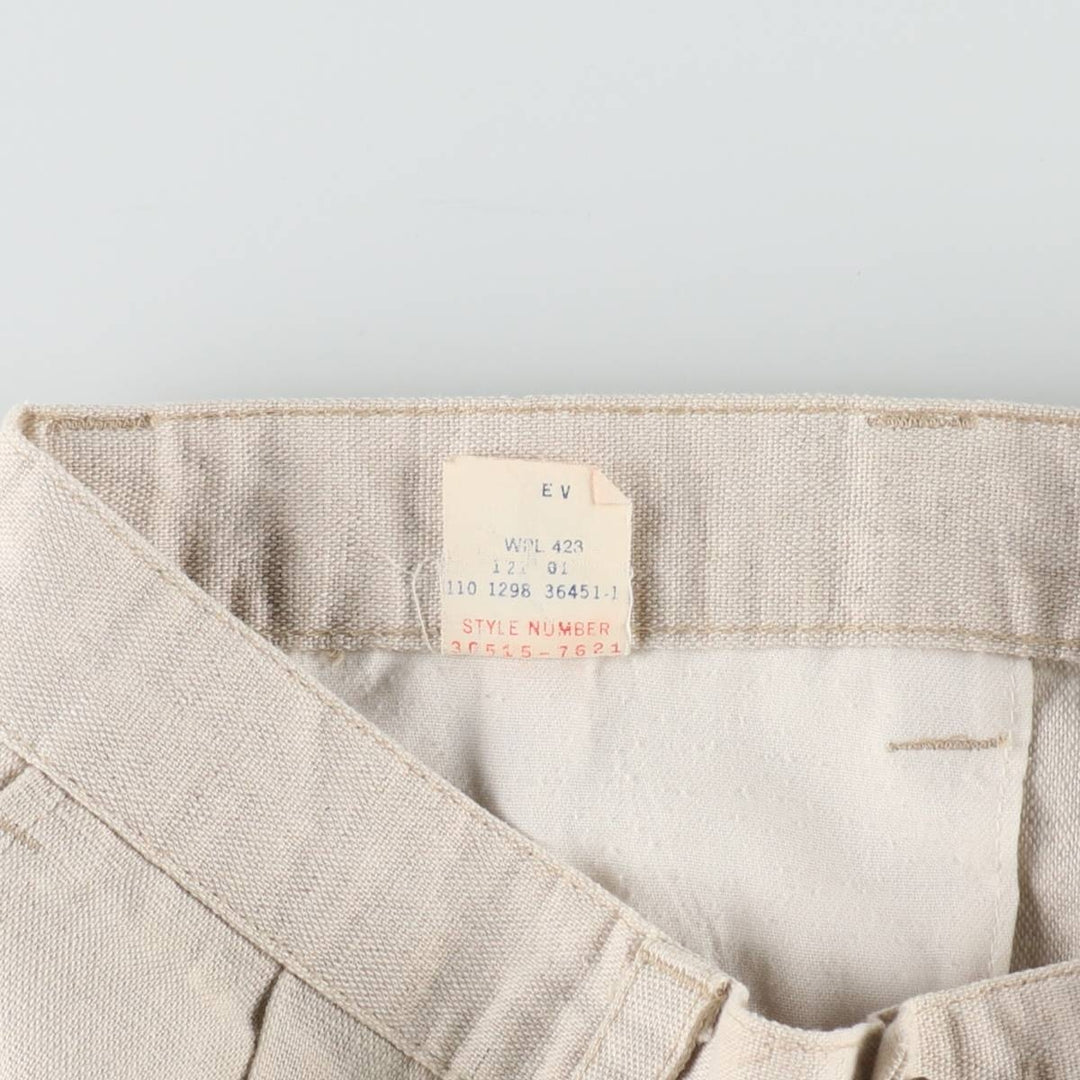 90'S Dockers khakis two-pleat cotton x linen shorts, men's size W34 (approx.), vintage. linen unbleached Vintage Second Hand
