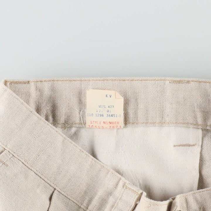 90'S Dockers khakis two-pleat cotton x linen shorts, men's size W34 (approx.), vintage. linen unbleached Vintage Second Hand