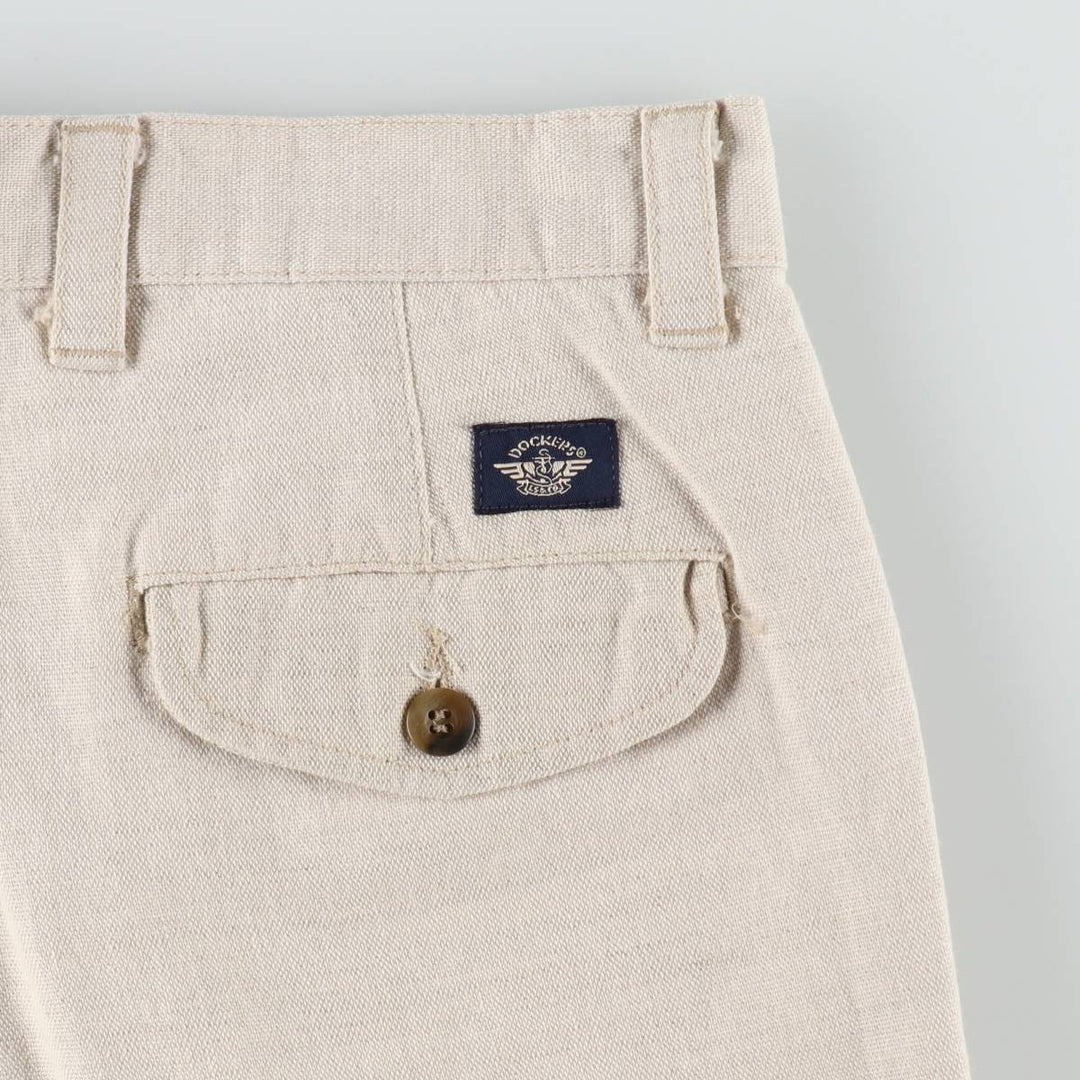 90'S Dockers khakis two-pleat cotton x linen shorts, men's size W34 (approx.), vintage. linen unbleached Vintage Second Hand