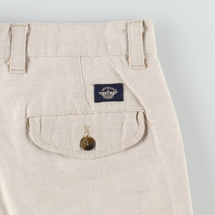 90'S Dockers khakis two-pleat cotton x linen shorts, men's size W34 (approx.), vintage. linen unbleached Vintage Second Hand