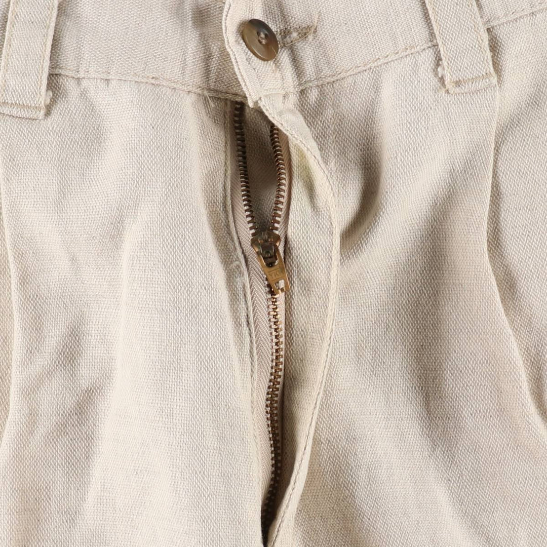 90'S Dockers khakis two-pleat cotton x linen shorts, men's size W34 (approx.), vintage. linen unbleached Vintage Second Hand