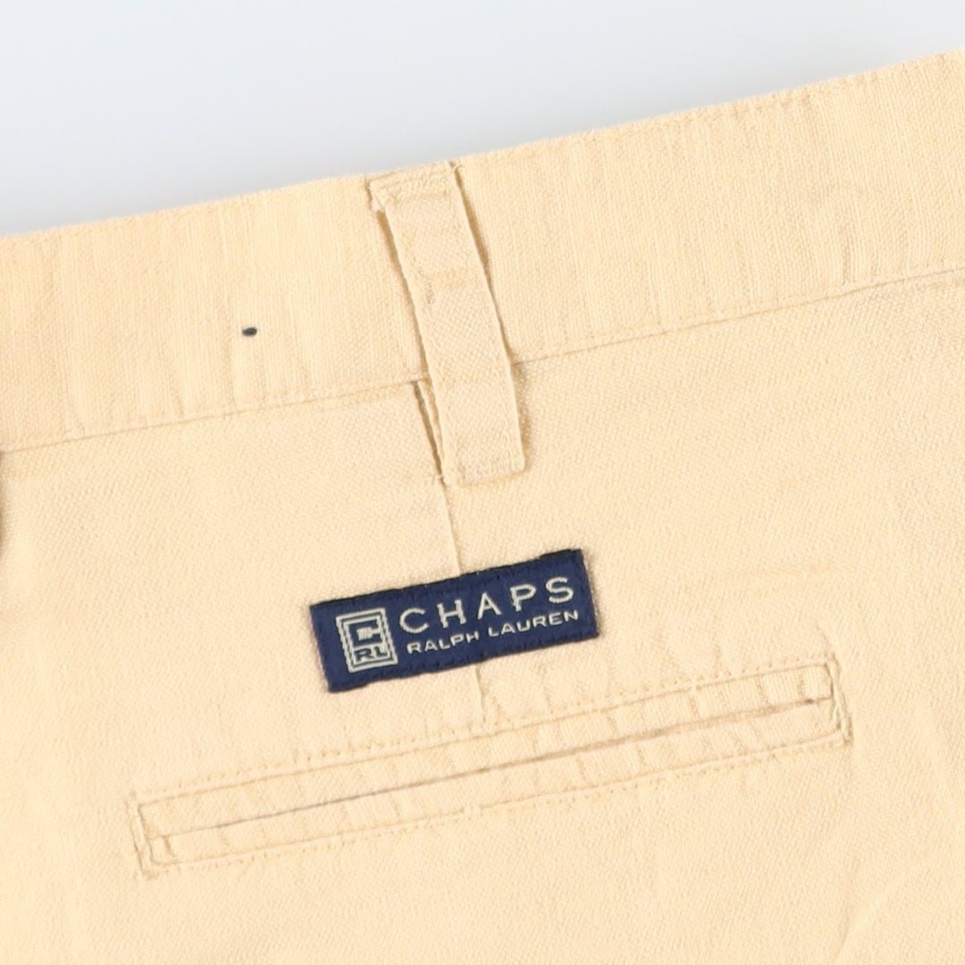 Ralph Lauren CHAPS Two-Pleat Cotton x Linen Shorts, Men's Size W37 (approx.) linen yellow type Vintage Second Hand