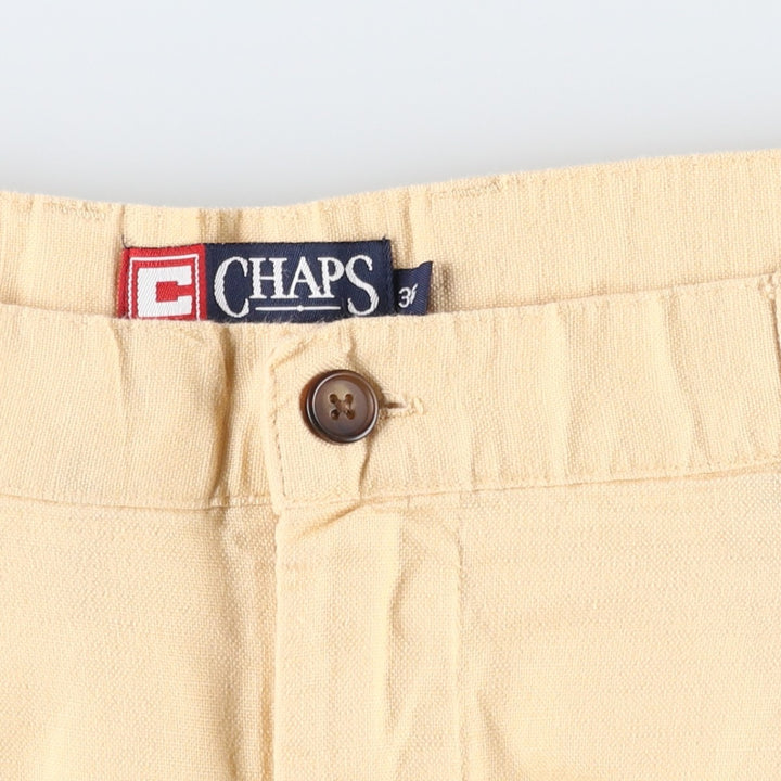 Ralph Lauren CHAPS Two-Pleat Cotton x Linen Shorts, Men's Size W37 (approx.) linen yellow type Vintage Second Hand