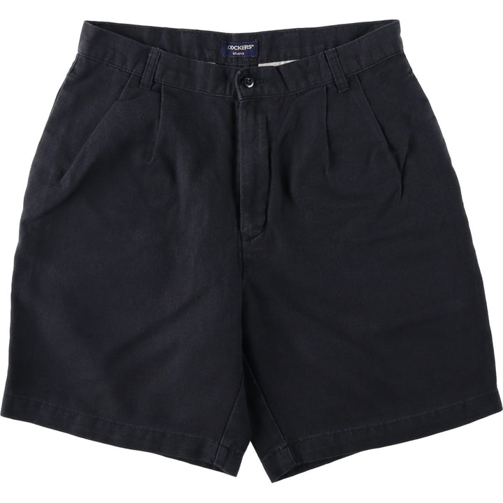 2000'S Dockers khakis two-pleat cotton x linen shorts, men's size W32 (approx.) linen navy blue type Vintage Second Hand