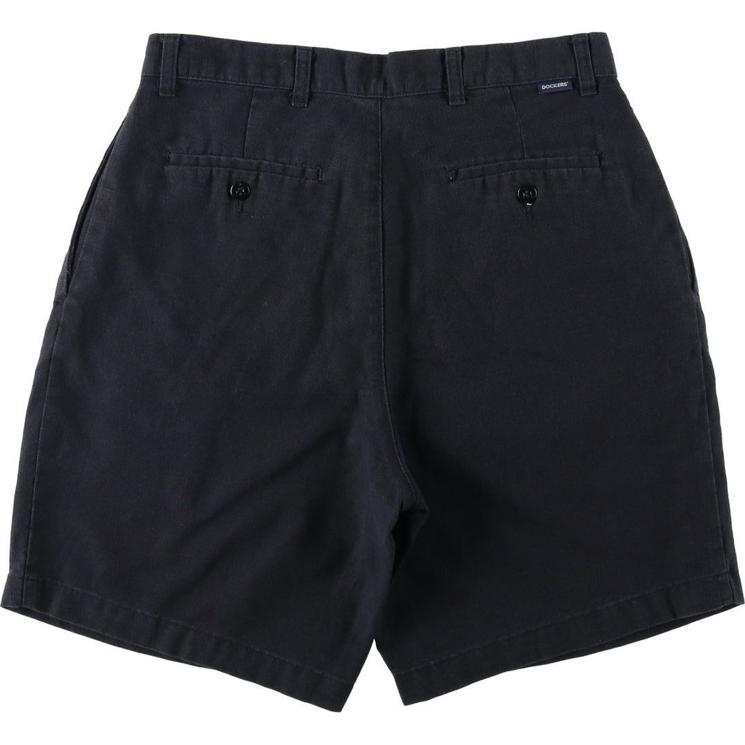 2000'S Dockers khakis two-pleat cotton x linen shorts, men's size W32 (approx.) linen navy blue type Vintage Second Hand