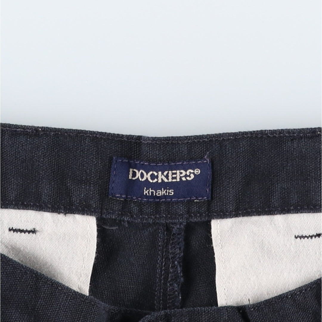 2000'S Dockers khakis two-pleat cotton x linen shorts, men's size W32 (approx.) linen navy blue type Vintage Second Hand