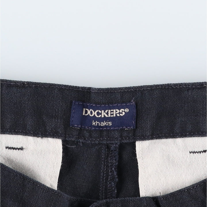 2000'S Dockers khakis two-pleat cotton x linen shorts, men's size W32 (approx.) linen navy blue type Vintage Second Hand