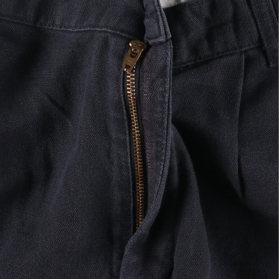 2000'S Dockers khakis two-pleat cotton x linen shorts, men's size W32 (approx.) linen navy blue type Vintage Second Hand