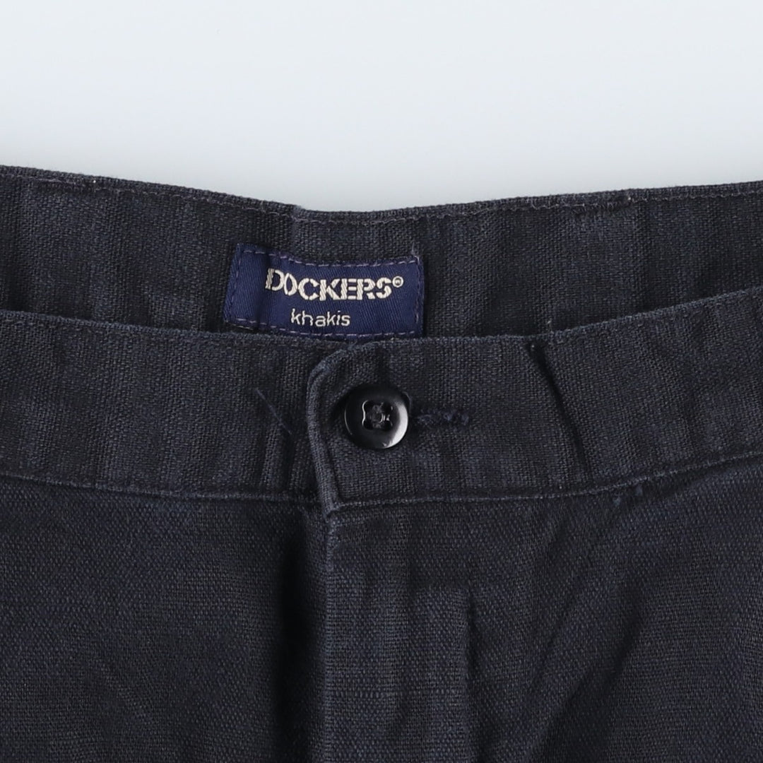 2000'S Dockers khakis two-pleat cotton x linen shorts, men's size W32 (approx.) linen navy blue type Vintage Second Hand