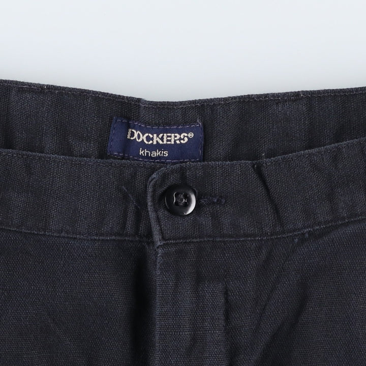 2000'S Dockers khakis two-pleat cotton x linen shorts, men's size W32 (approx.) linen navy blue type Vintage Second Hand