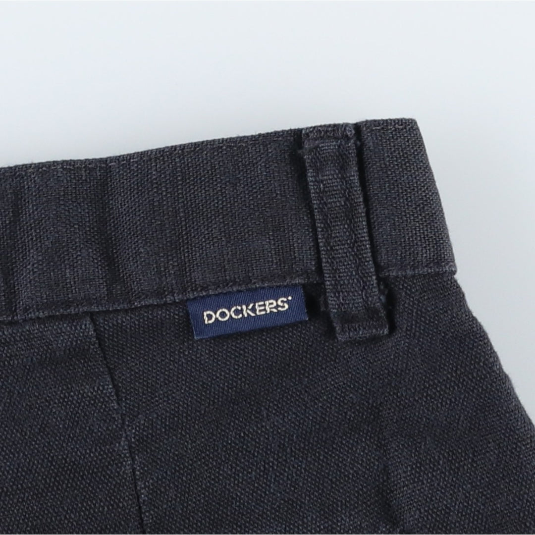 2000'S Dockers khakis two-pleat cotton x linen shorts, men's size W32 (approx.) linen navy blue type Vintage Second Hand
