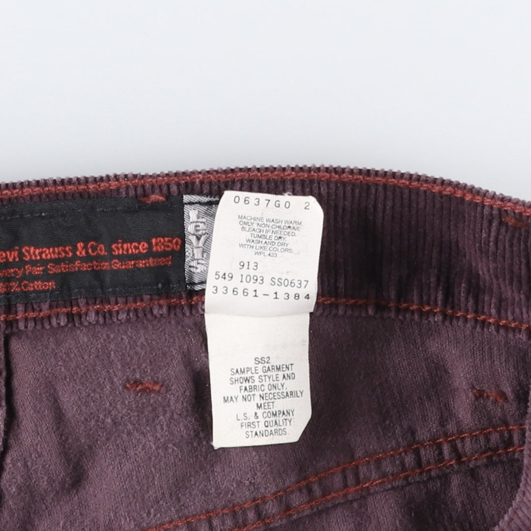 90'S Levi's Silver Tab Loose Corduroy Shorts, Made in USA, Men's W33 (approx.), Vintage cotton purple type Vintage Second Hand