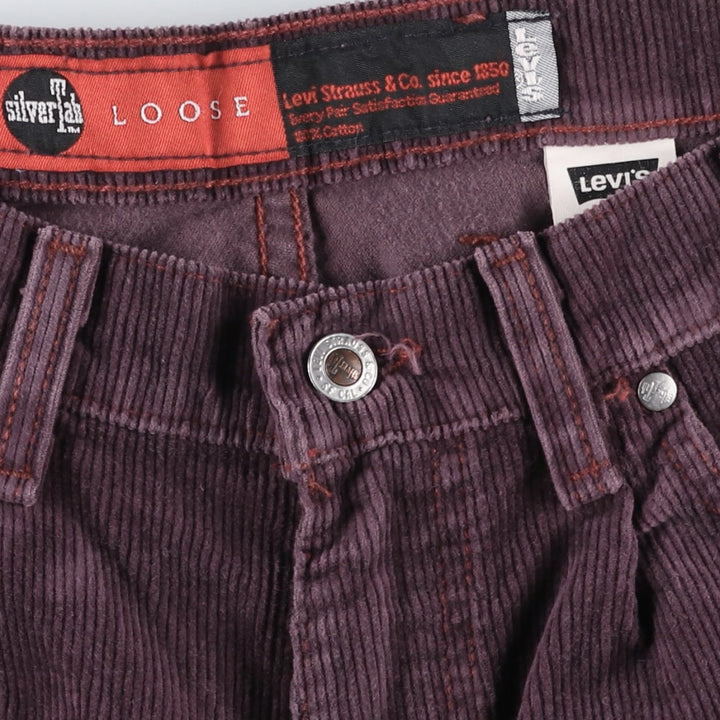 90'S Levi's Silver Tab Loose Corduroy Shorts, Made in USA, Men's W33 (approx.), Vintage cotton purple type Vintage Second Hand