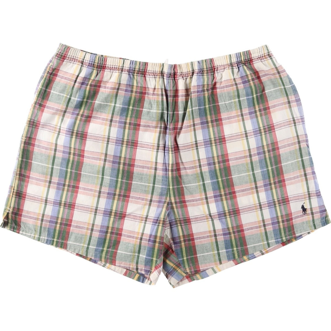 Ralph Lauren POLO SPORT Check Pattern Swim Shorts (Men's Size L) cotton green type Vintage Second Hand