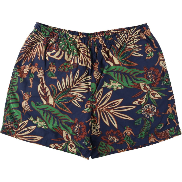 Ralph Lauren POLO SPORT all-over print swim shorts, men's size XL equivalent. Nylon navy blue type Vintage Second Hand