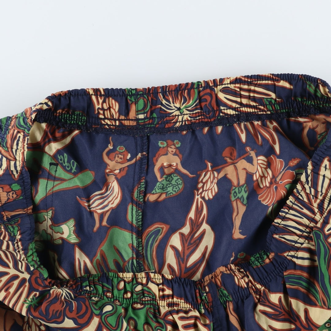 Ralph Lauren POLO SPORT all-over print swim shorts, men's size XL equivalent. Nylon navy blue type Vintage Second Hand
