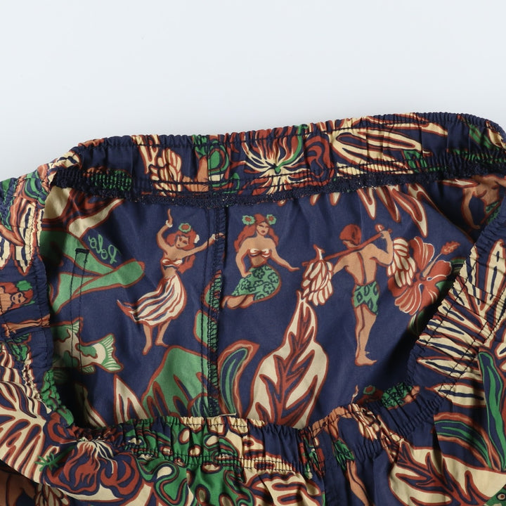 Ralph Lauren POLO SPORT all-over print swim shorts, men's size XL equivalent. Nylon navy blue type Vintage Second Hand