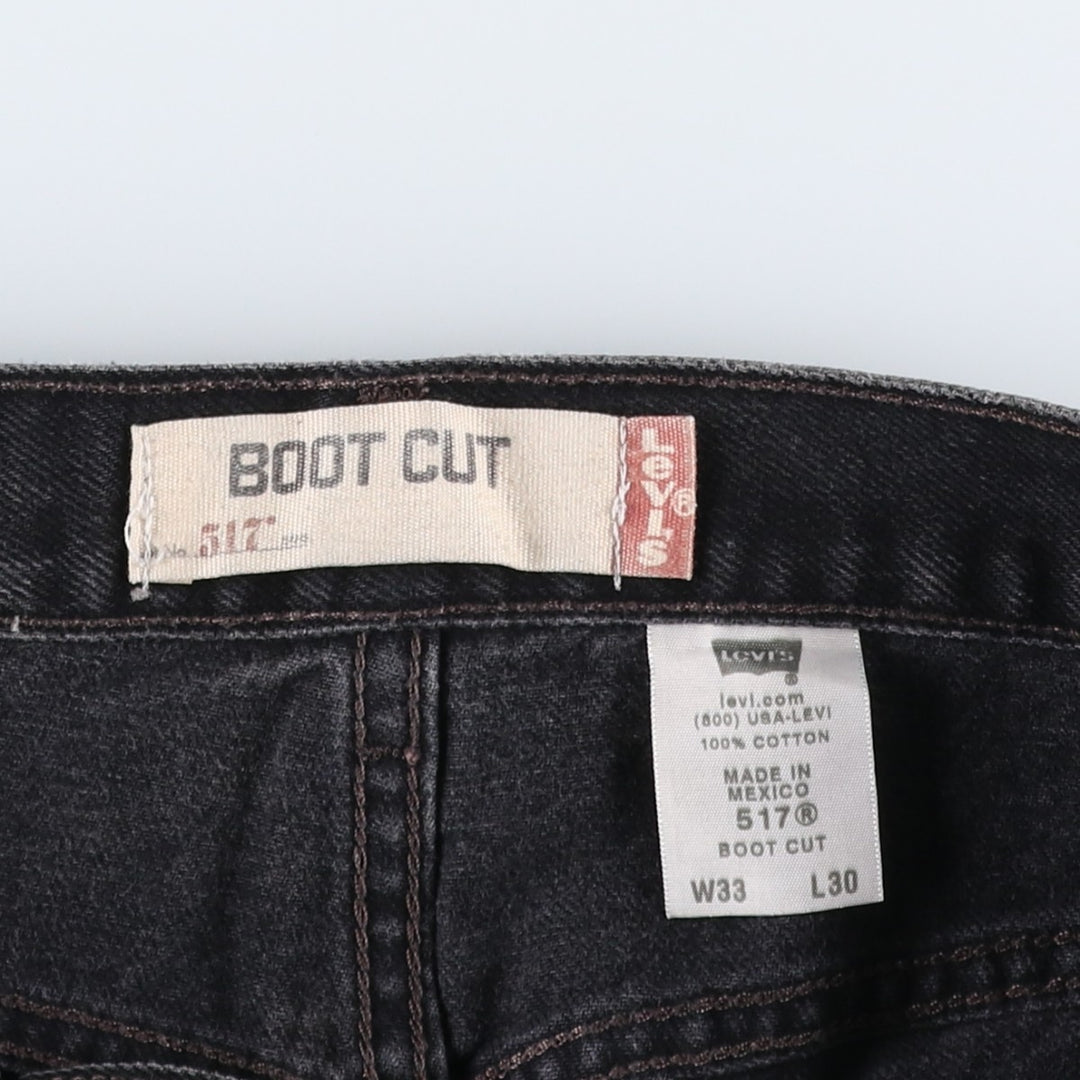 2000'S Levi's 517 BOOT CUT Black Denim Bootcut Jeans, Men's Size W32 (approx.) cotton black type Vintage Second Hand