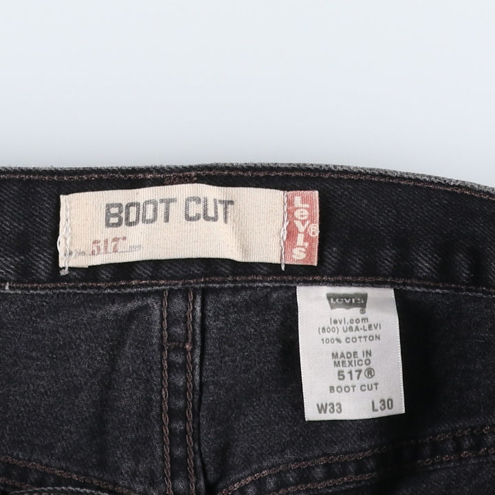 2000'S Levi's 517 BOOT CUT Black Denim Bootcut Jeans, Men's Size W32 (approx.) cotton black type Vintage Second Hand