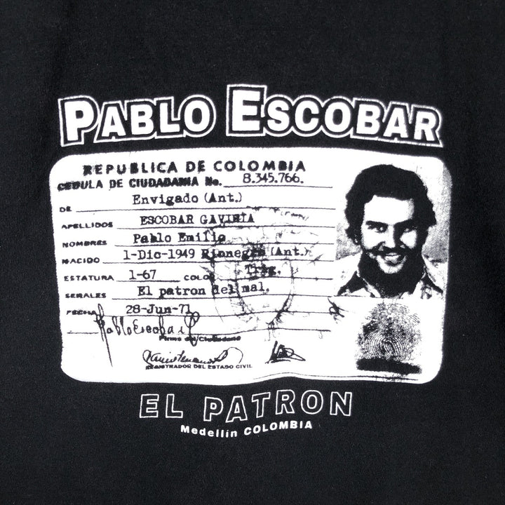 IMPERIO Camisetas PABLO ESCOBAR Pablo Escobar Print T-Shirt Men's Size L (Equivalent) Crew Neck cotton black type Vintage Second Hand