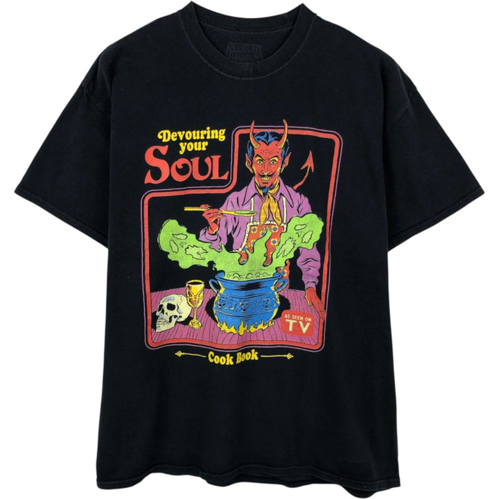 STEVED RHODES Skull Pattern Art T-Shirt (Men's XL equivalent) cotton black type Vintage Second Hand