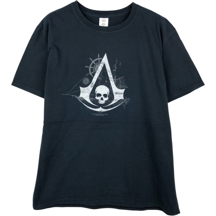 UBI WORKSHOP Assassin's Creed 4 Black Flag Skull Pattern T-Shirt (Men's Size L) cotton black type Vintage Second Hand