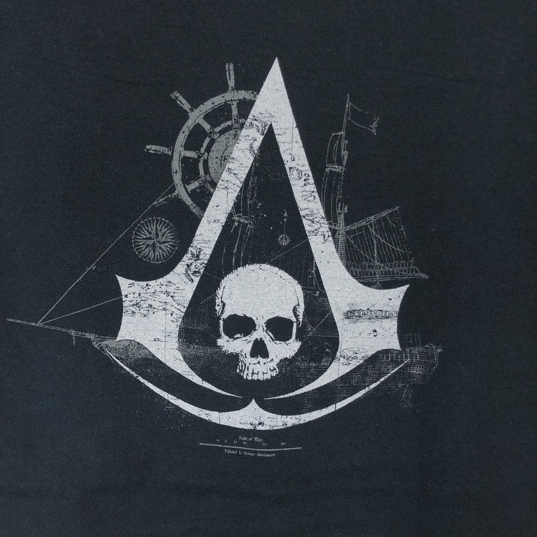 UBI WORKSHOP Assassin's Creed 4 Black Flag Skull Pattern T-Shirt (Men's Size L) cotton black type Vintage Second Hand