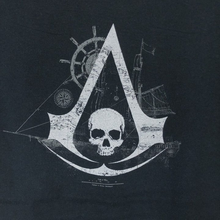 UBI WORKSHOP Assassin's Creed 4 Black Flag Skull Pattern T-Shirt (Men's Size L) cotton black type Vintage Second Hand