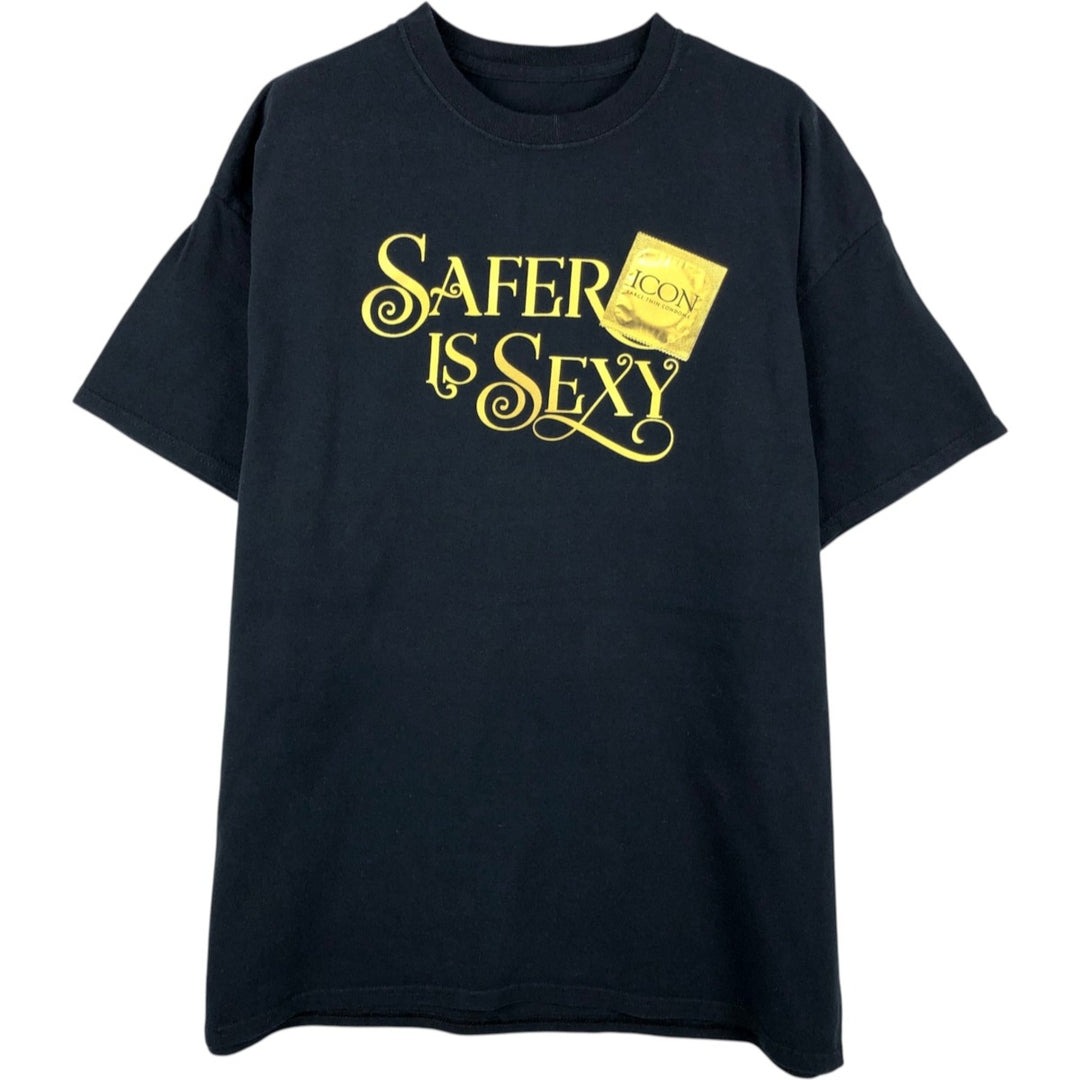 AIDS HEALTHCARE FOUNDATION Message Print T-Shirt (Men's Size L) unclear black type Vintage Second Hand
