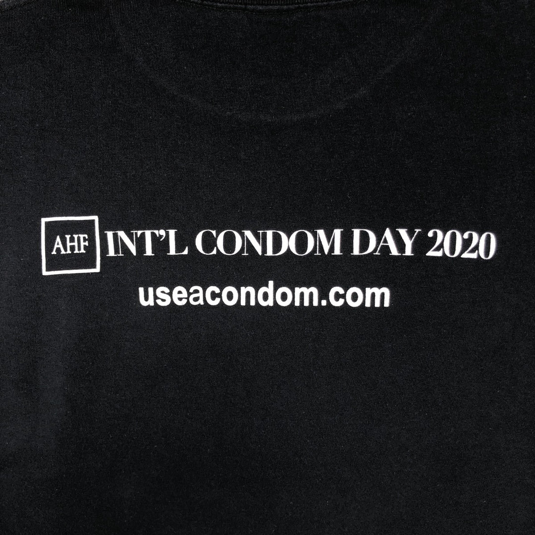 AIDS HEALTHCARE FOUNDATION Message Print T-Shirt (Men's Size L) unclear black type Vintage Second Hand