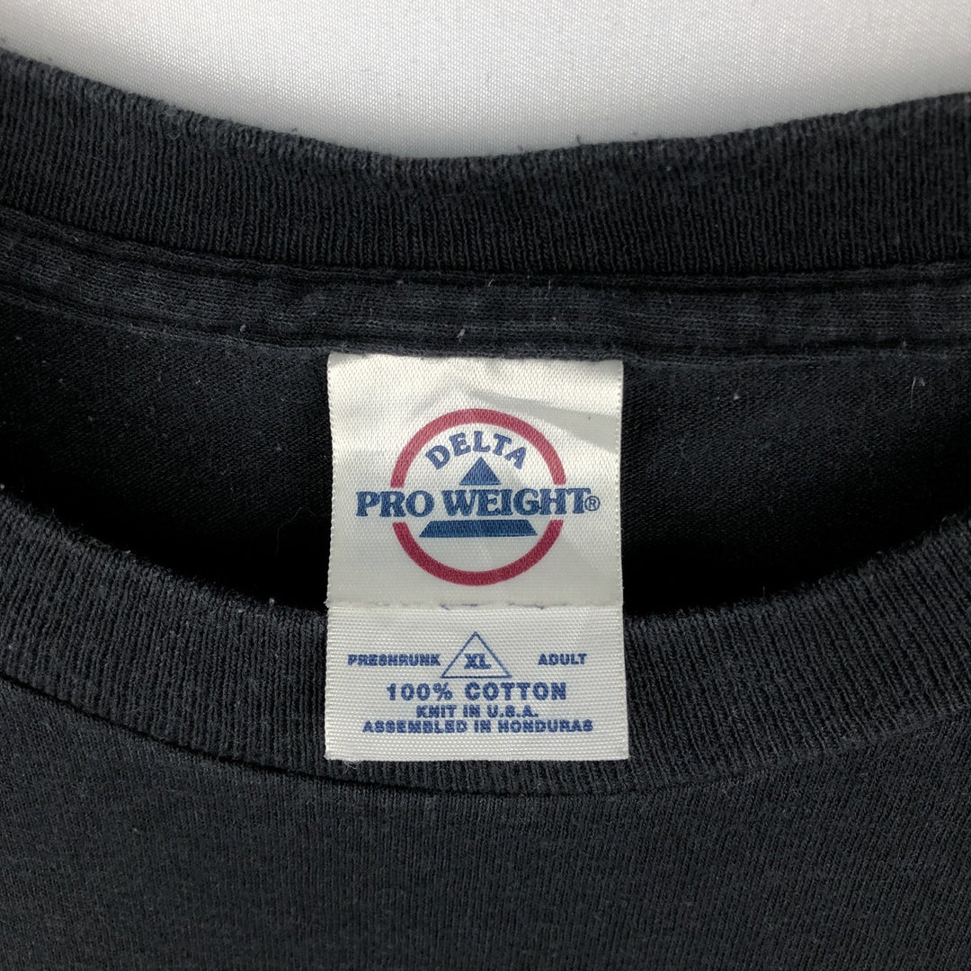 00'S Delta DELTA Printed T-shirt Men's XL size cotton black type Vintage Second Hand