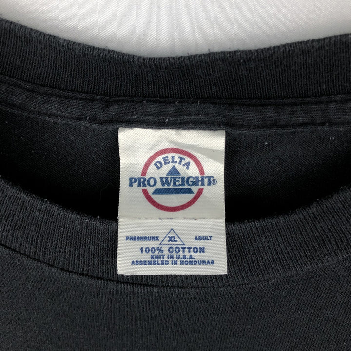00'S Delta DELTA Printed T-shirt Men's XL size cotton black type Vintage Second Hand