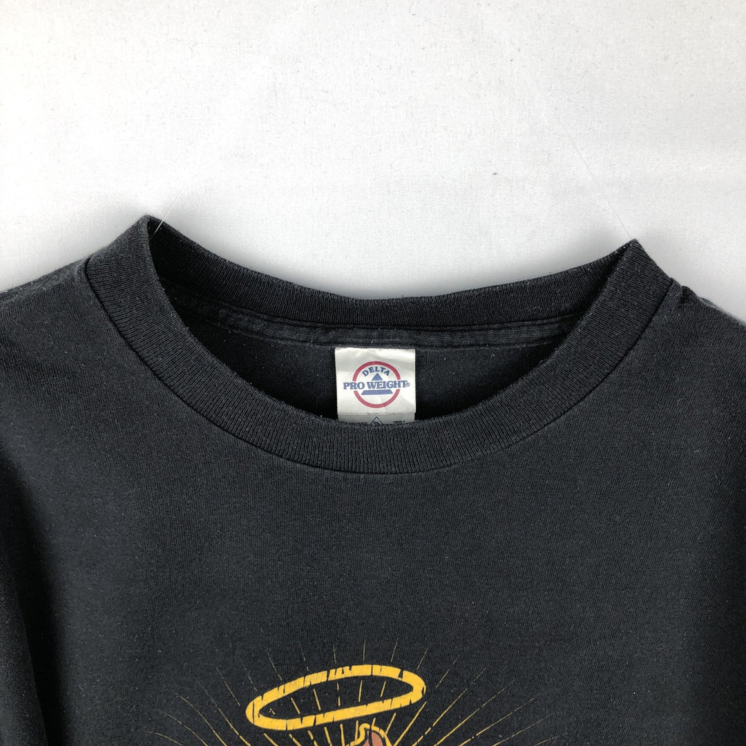 00'S Delta DELTA Printed T-shirt Men's XL size cotton black type Vintage Second Hand