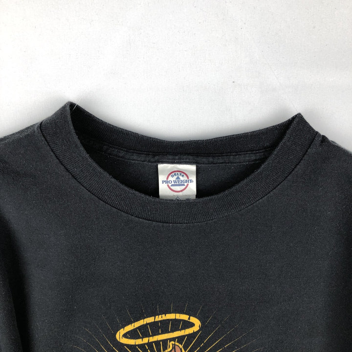 00'S Delta DELTA Printed T-shirt Men's XL size cotton black type Vintage Second Hand
