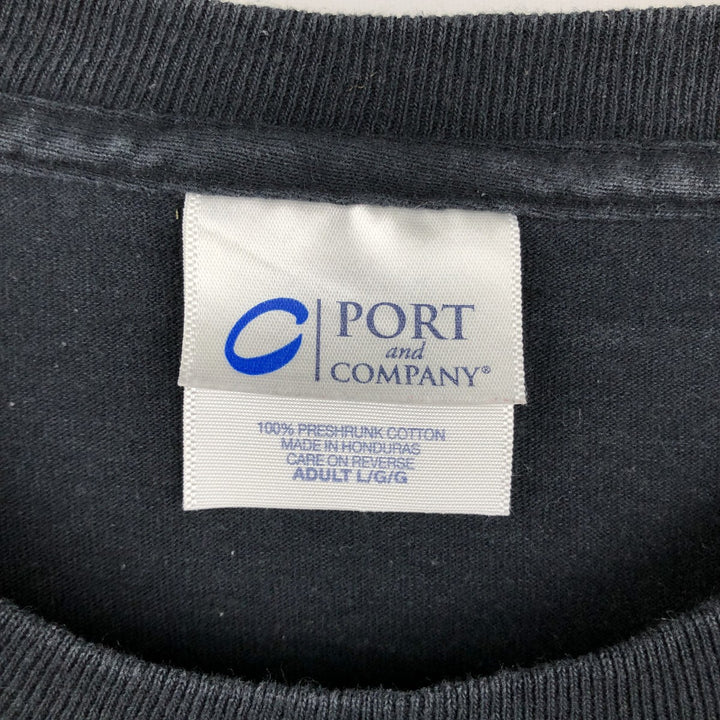 PORT & COMPANY Printed T-Shirt, Men's Size L cotton black type Vintage Second Hand