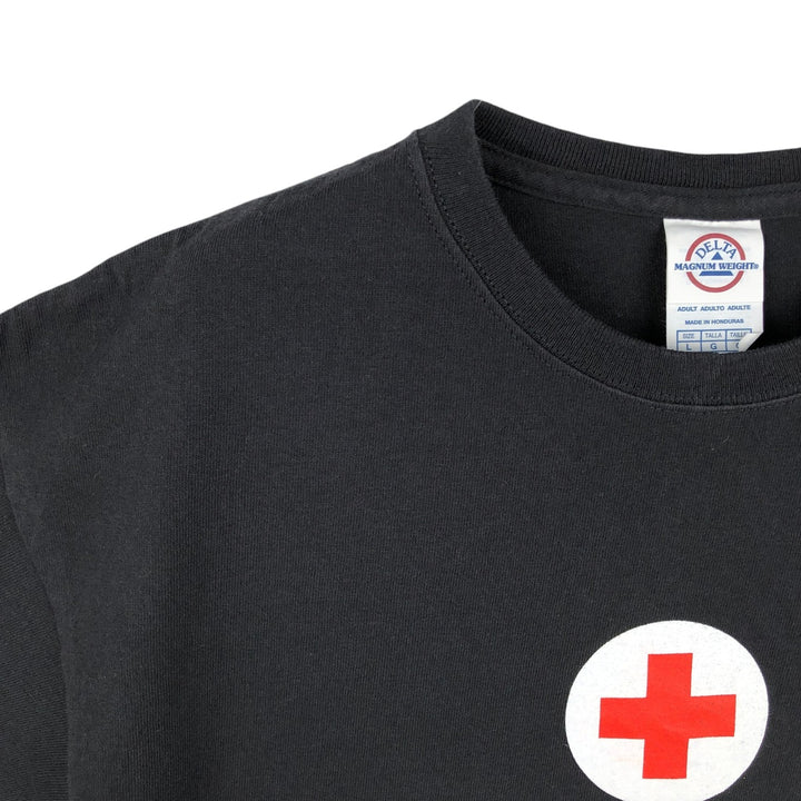 2000'S Delta (American Red Cross) Print T-Shirt, Men's Size L (approx.) cotton black type Vintage Second Hand