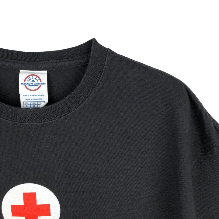 2000'S Delta (American Red Cross) Print T-Shirt, Men's Size L (approx.) cotton black type Vintage Second Hand