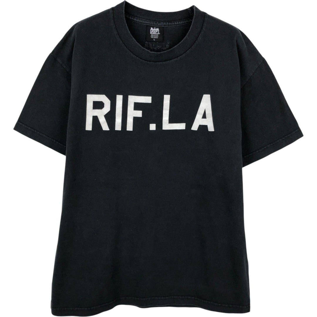 RIF.LA Short-Sleeve Logo T-Shirt, Made in USA, Men's Size L (approx.) cotton black type Vintage Second Hand