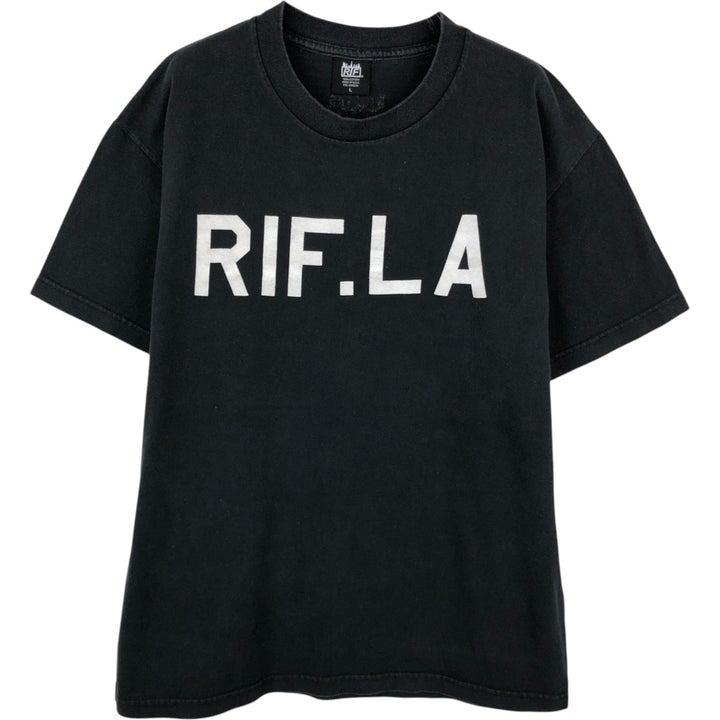 RIF.LA Short-Sleeve Logo T-Shirt, Made in USA, Men's Size L (approx.) cotton black type Vintage Second Hand