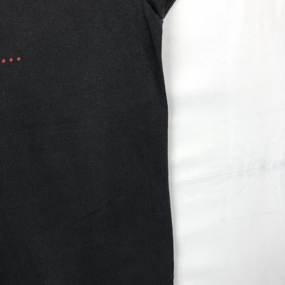 80'S Hanes Fifty-Fifty Blue Tag CHINA DISHES Theater Message Print T-Shirt Made in USA Men's XL Equivalent Vintage cotton black type Vintage Second Hand
