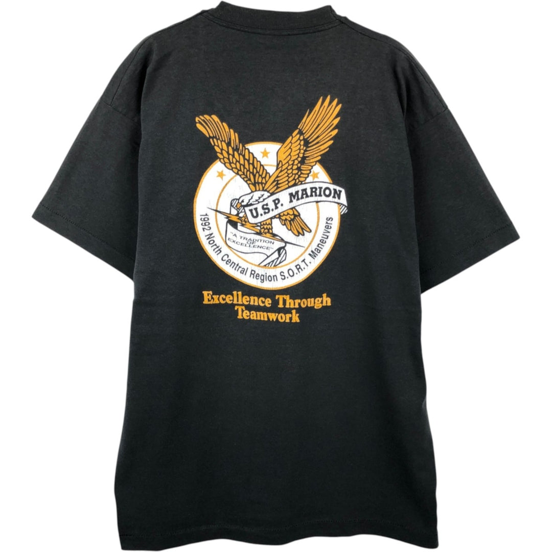 90'S Screen Stars Eagle Pattern Print T-Shirt, Made in USA, Men's XL (approx.), Vintage cotton black type Vintage Second Hand
