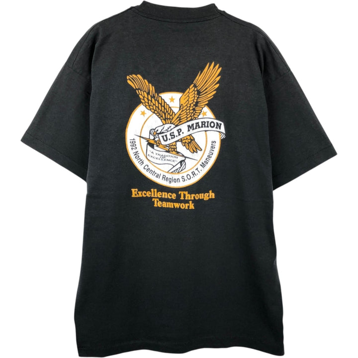 90'S Screen Stars Eagle Pattern Print T-Shirt, Made in USA, Men's XL (approx.), Vintage cotton black type Vintage Second Hand