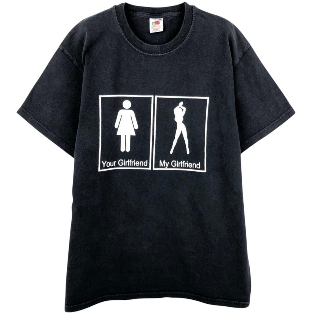 Fruit of the Loom Printed T-shirt, Men's Size L cotton black type Vintage Second Hand