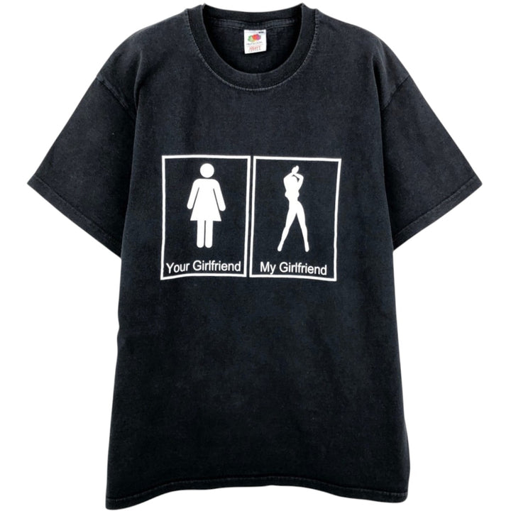 Fruit of the Loom Printed T-shirt, Men's Size L cotton black type Vintage Second Hand