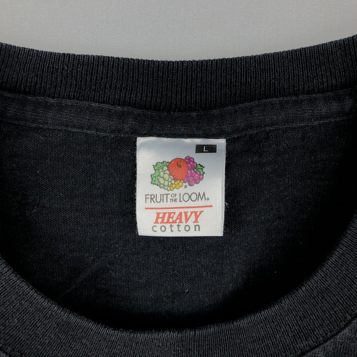 Fruit of the Loom Printed T-shirt, Men's Size L cotton black type Vintage Second Hand