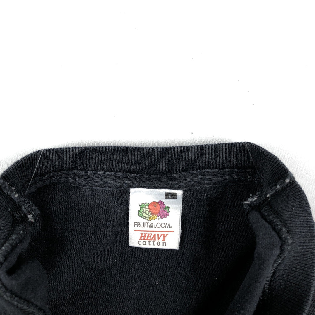 Fruit of the Loom Printed T-shirt, Men's Size L cotton black type Vintage Second Hand