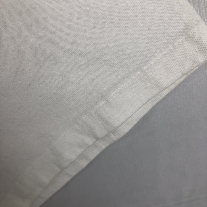 90'S Hanes Heavyweight Printed T-shirt Made in USA Men's XL Vintage cotton white type Vintage Second Hand