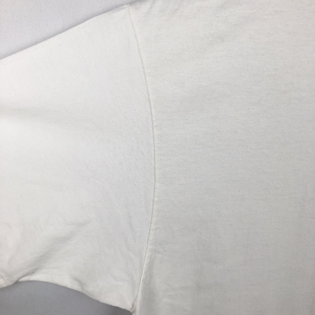 90'S Hanes Heavyweight Printed T-shirt Made in USA Men's XL Vintage cotton white type Vintage Second Hand